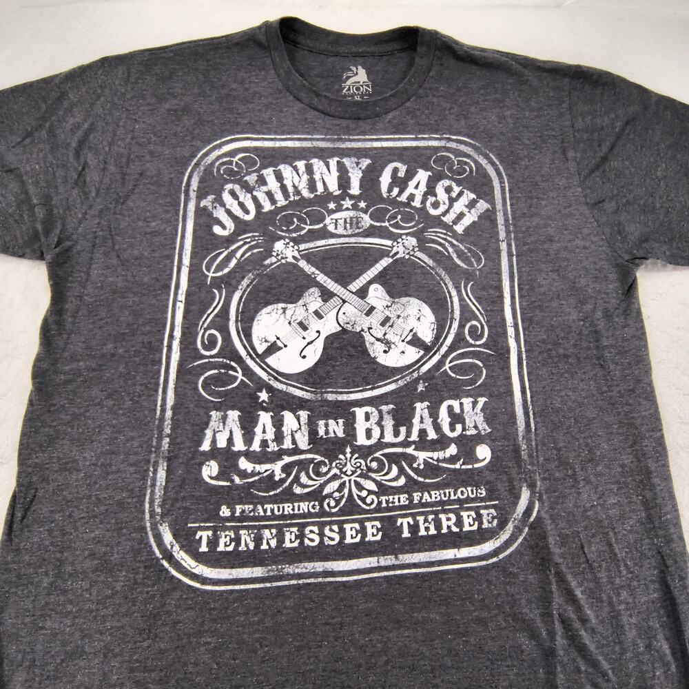 Johnny Cash Band Crew Neck Short Sleeve Graphic Shirt Mens Size XL Black